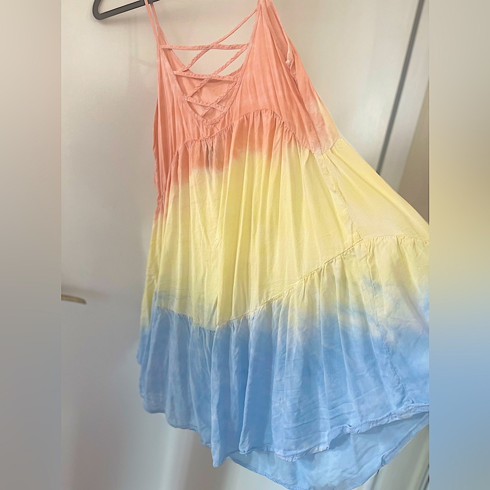 Planet Blue TriColor Rainbow Dress / CoverUp | Size S | Worn 1x